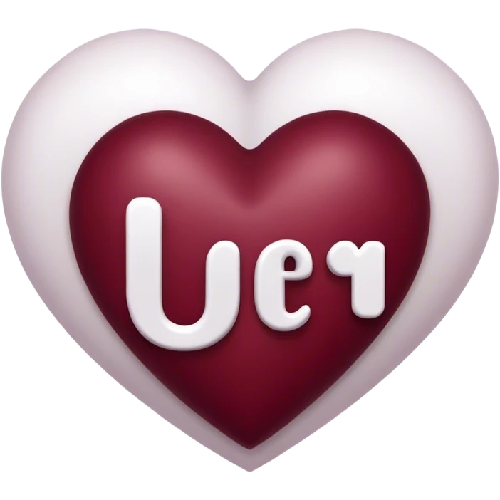 Burgundy heart with the letters Jer in the middle  emoji