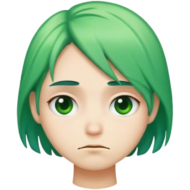 Jelly bean green ombré s half frown emoji