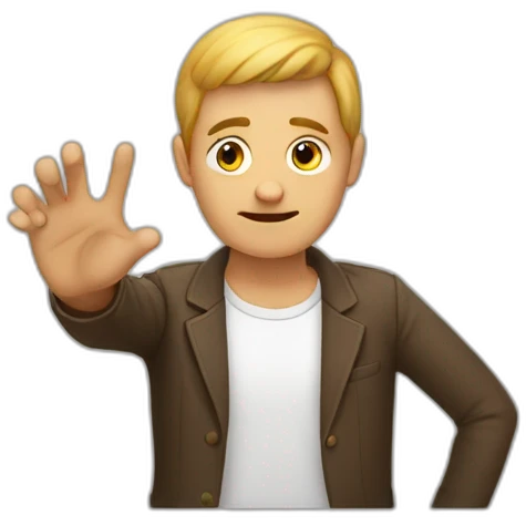 a man trying to indicate no with his hand emoji