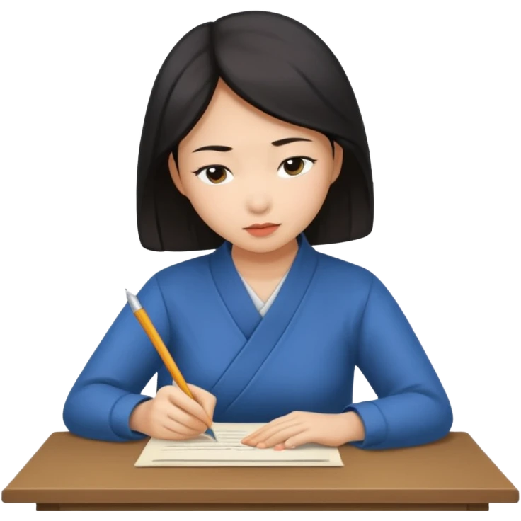 편지쓰는 동양인 여자 emoji