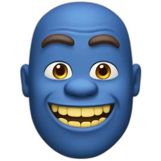 Blue shrek with yellow teeth and brown beard emoji