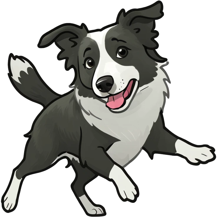 Dancing border collie emoji