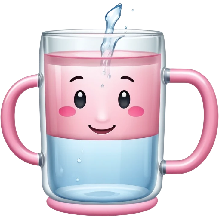 transparent glass mug with Light pink handle realistic emoji