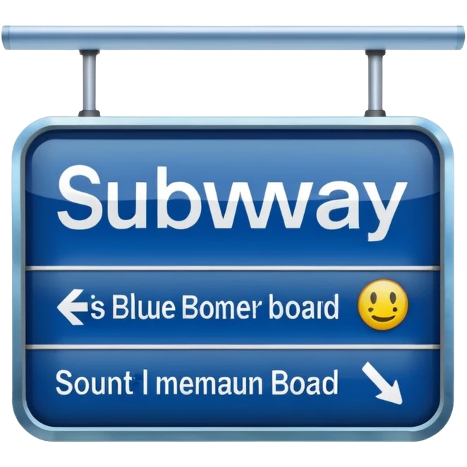 Platform Board – blue text display, Subway Sign. emoji