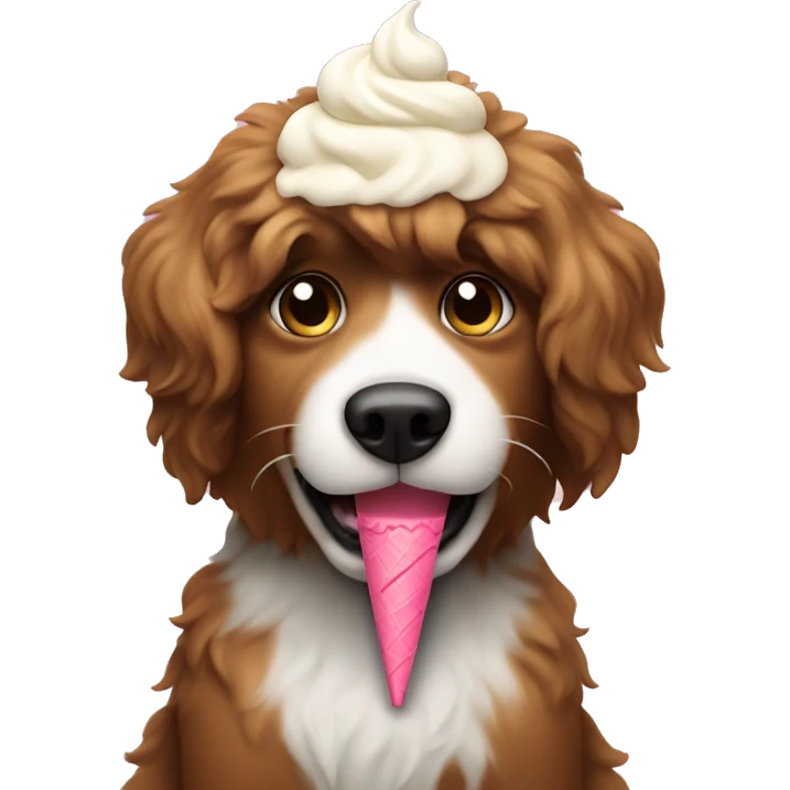 fluffy dog eating ice cream emoji