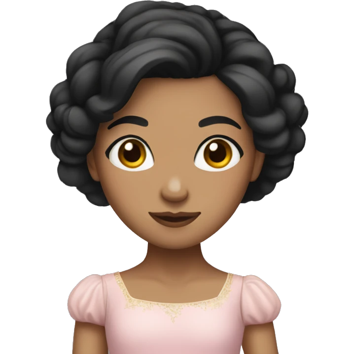 Girl with medium skin and black hair ballerina emoji