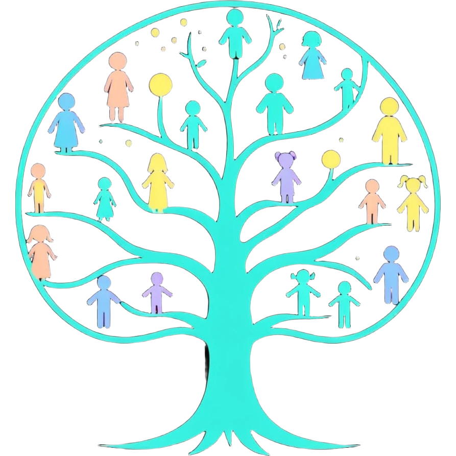 Luminous family tree with glowing portraits and ethereal translucent connecting lines floating in dreamlike space emoji