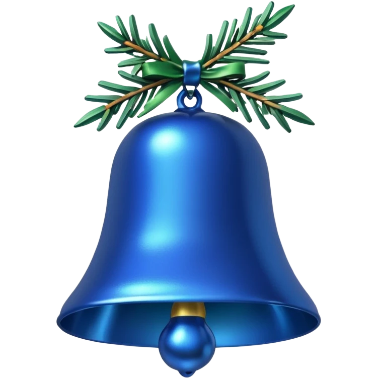 blue christmas bell with pine  emoji