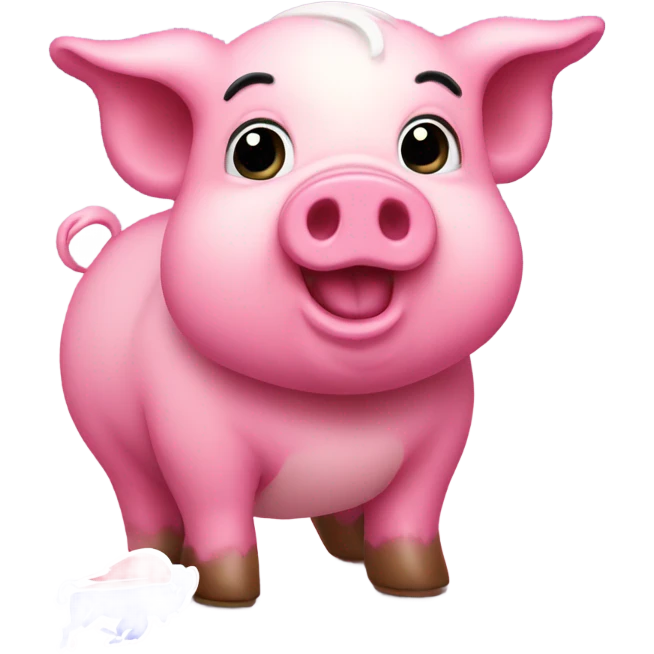 Cute pink pig in buffalo bills jersey emoji