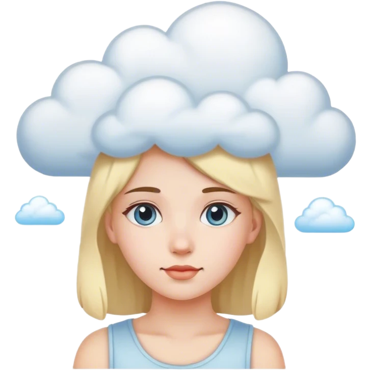 A girl with a cloud on her head emoji