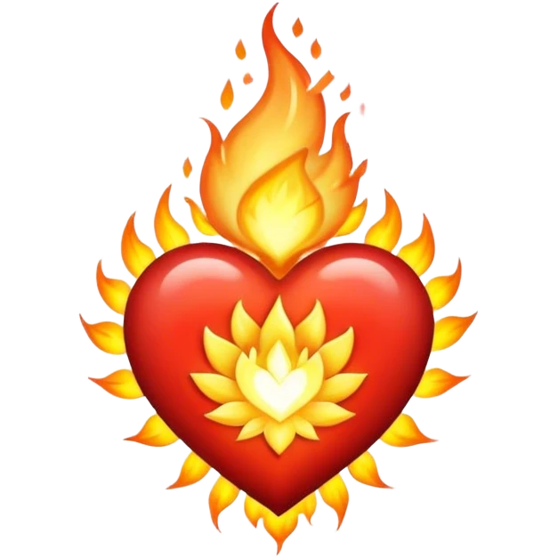 Enlightened heart radiating love and fire  emoji