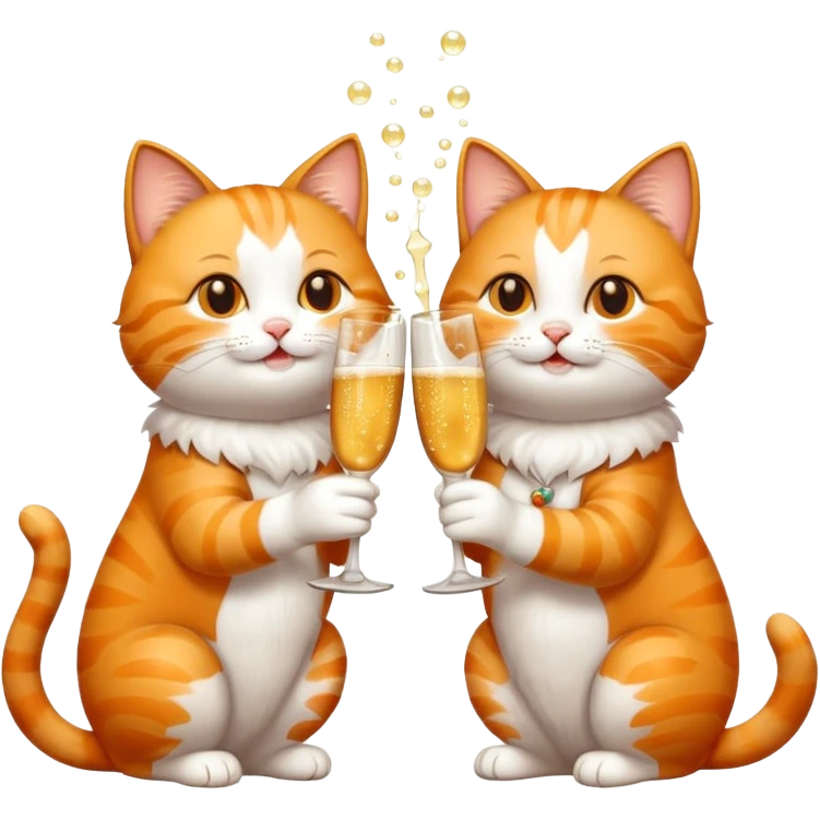 2 happy cats drinking champagne emoji