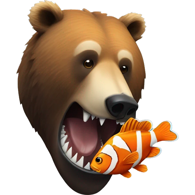 Grizzly bear eats clown fish emoji