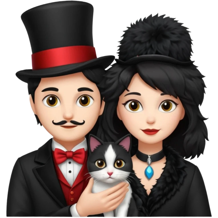 magician couple and their pet cat emoji