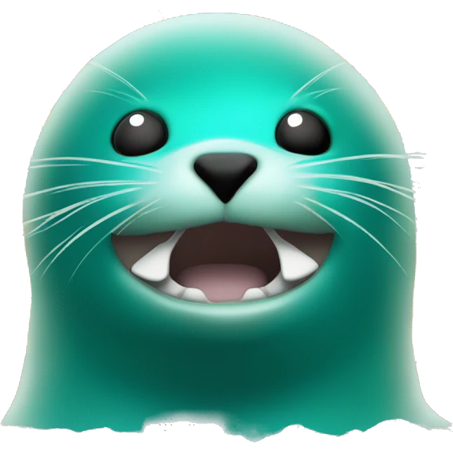 teal-coloured seal in front of boom explosion emoji