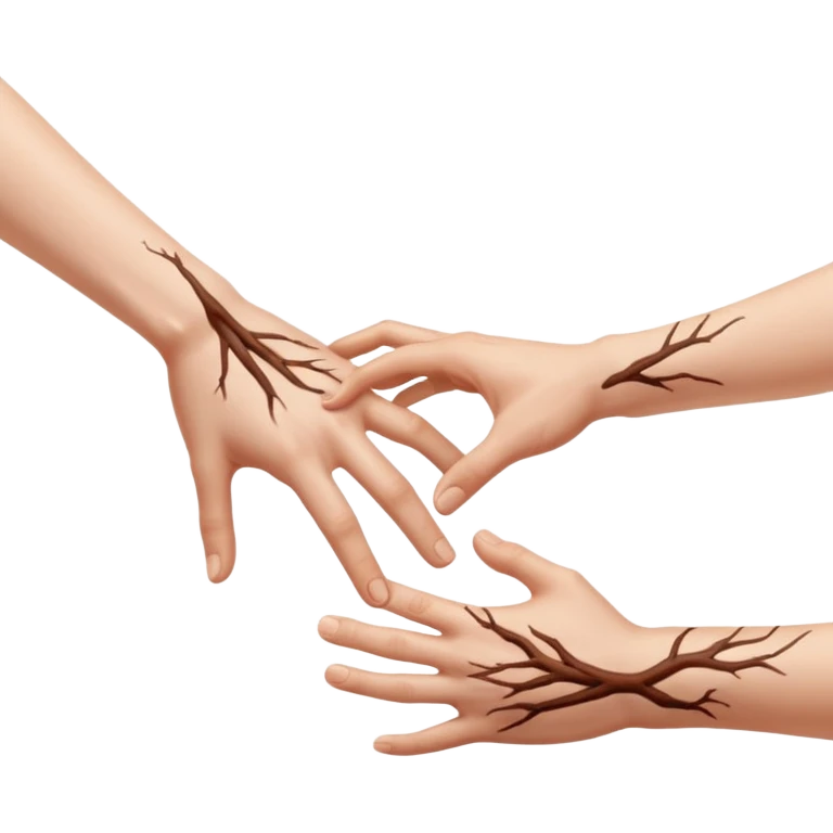 a person's hand is trying to touch another person's leg emoji