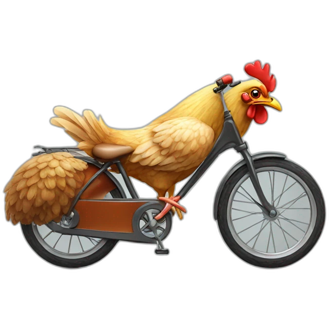 a German chicken on a bicycle wearing sunglasses emoji
