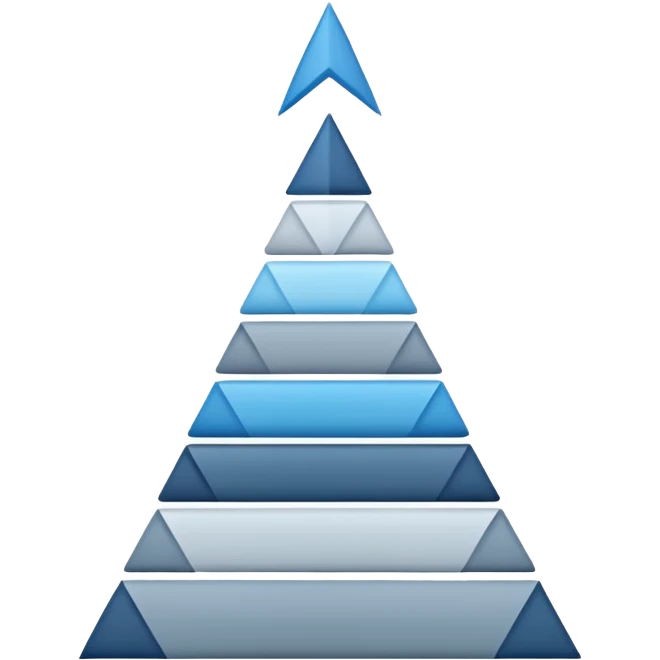 The design should show stylized, stacked digital UI layers or building blocks rising diagonally to form an abstract upward arrow or graph. The aesthetic must be clean, geometric, and precise. Use a sophisticated monochromatic palette emoji