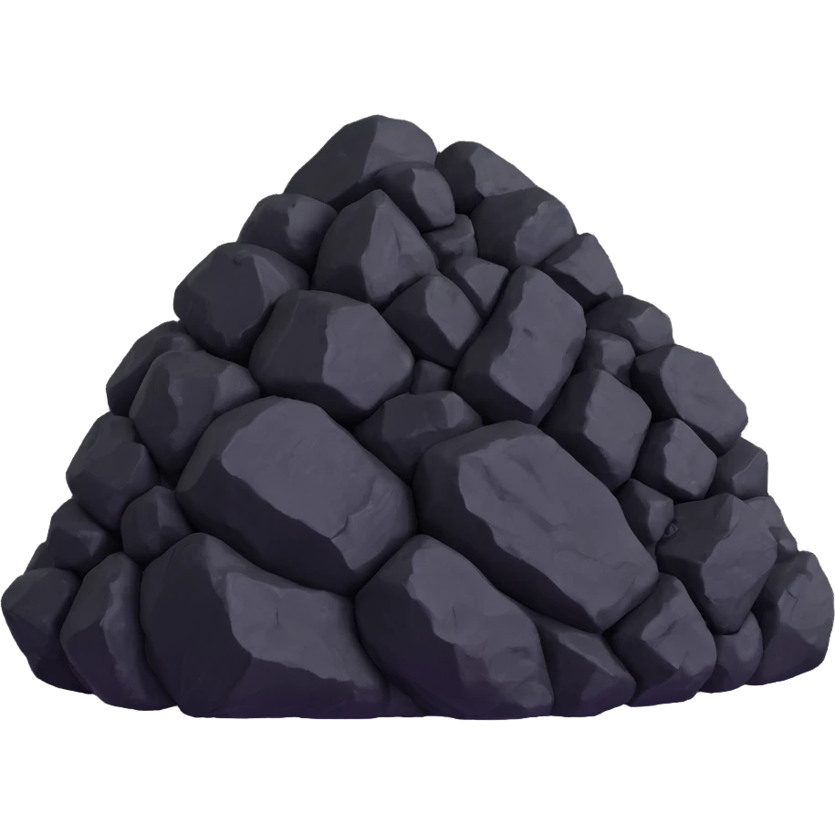 realistic black coal lump, rough texture emoji
