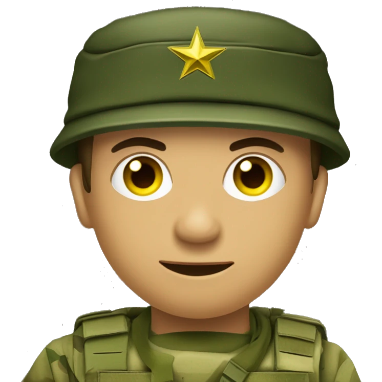crie um emoji de um militar do exercito brasileiro com o camuflado típico emoji