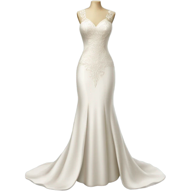 Hyper Realistic ornate 
Minimalistic sheath Wedding dress displays emoji