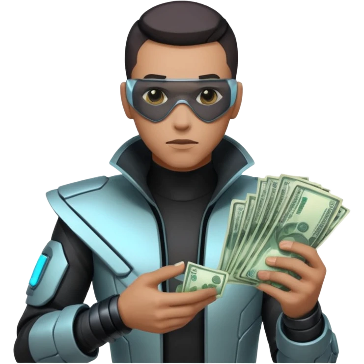 Cyber punk man holding money emoji