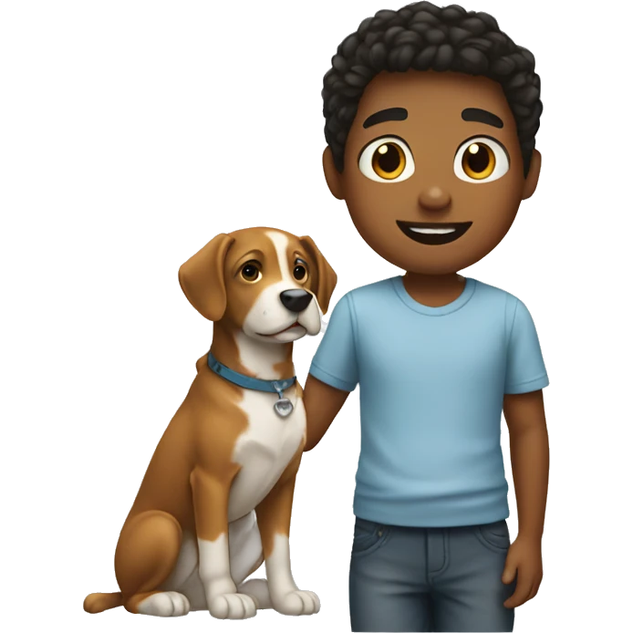 a boy with a dog emoji