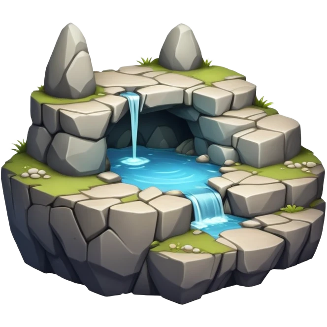generate realistic detailed cave patform in 3d style emoji
