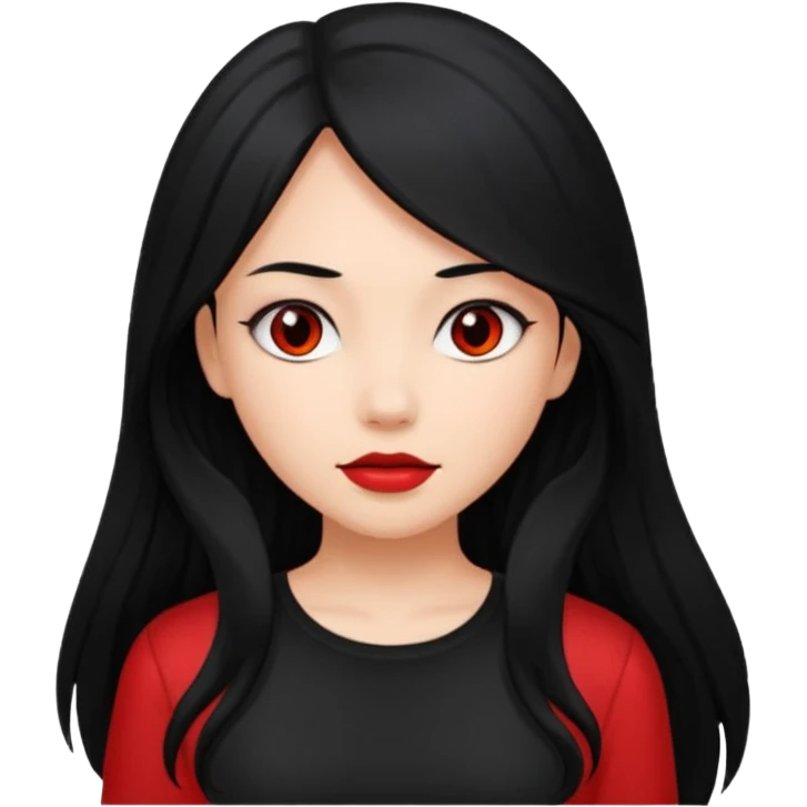 long hair devil gir red facel with shirt emoji