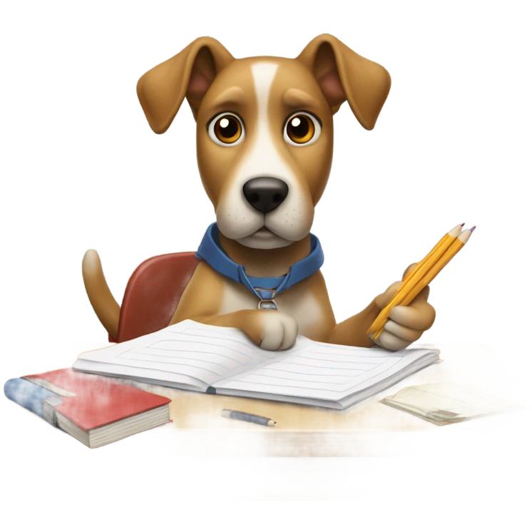 A dog writing in school emoji