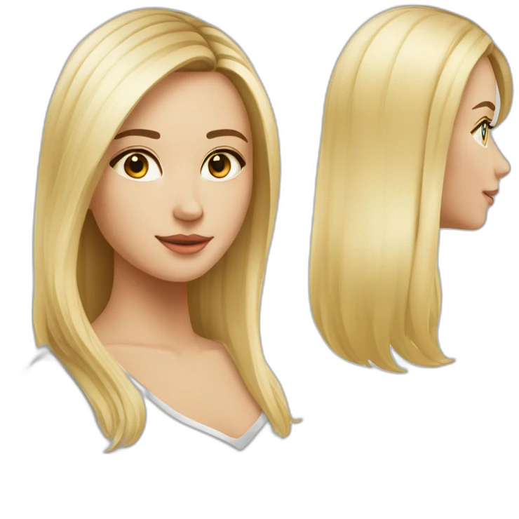 Fille blonde cheveux mi long lisse yeux bleus emoji