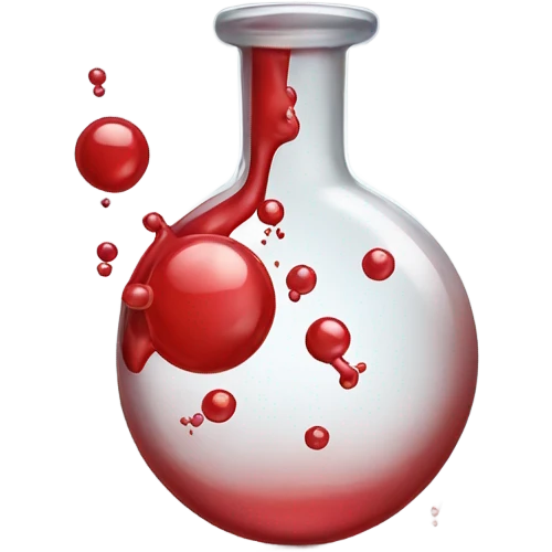 A chemical flask with blood inside and bubbles emoji
