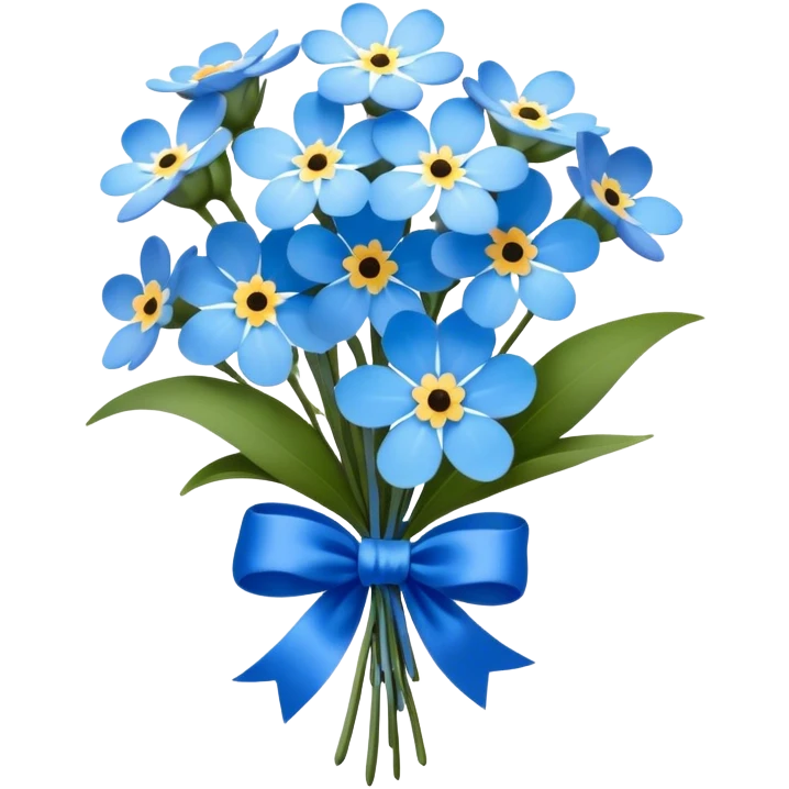 "A small bouquet of forget-me-not flowers tied with a delicate blue ribbon, romantic and nostalgic." emoji