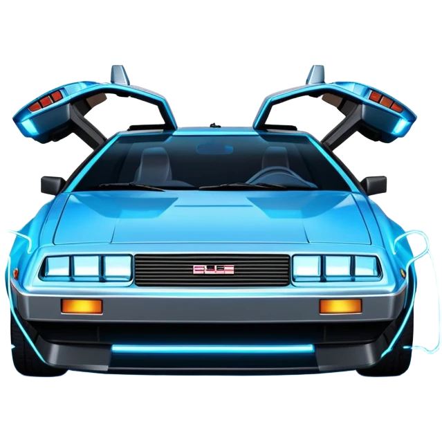 DeLorean car from Back to the Future with Tron movie feel emoji