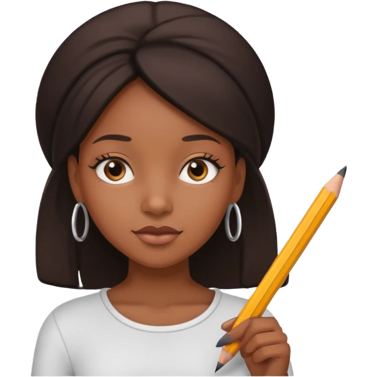 Black girl hand holding pencil with white nails emoji