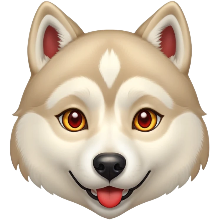 Husky, beige doré avec les yeux en forme de cœur Rouge, comme un emoji emoji