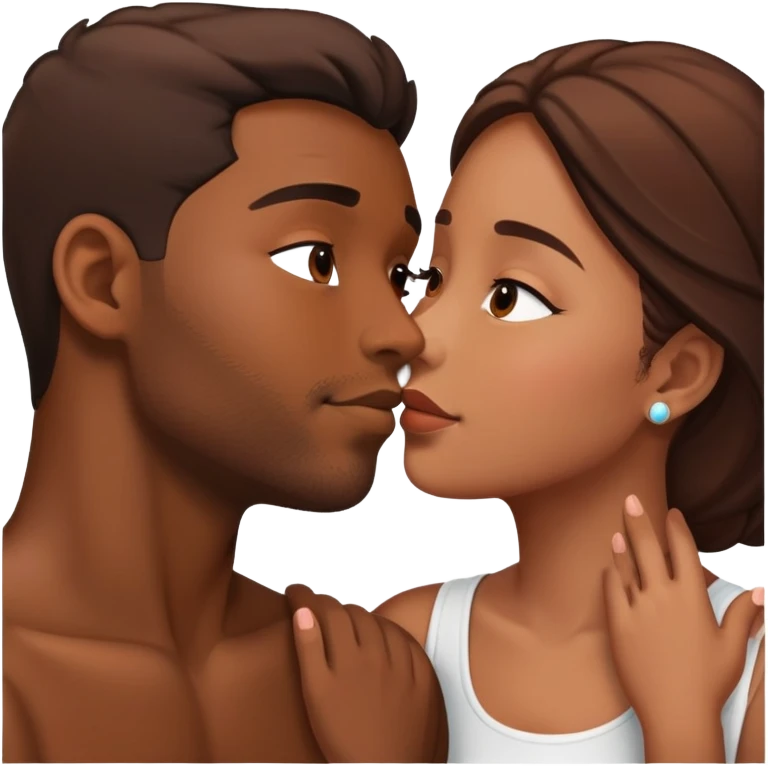 intimate moment between lovers brown skin emoji