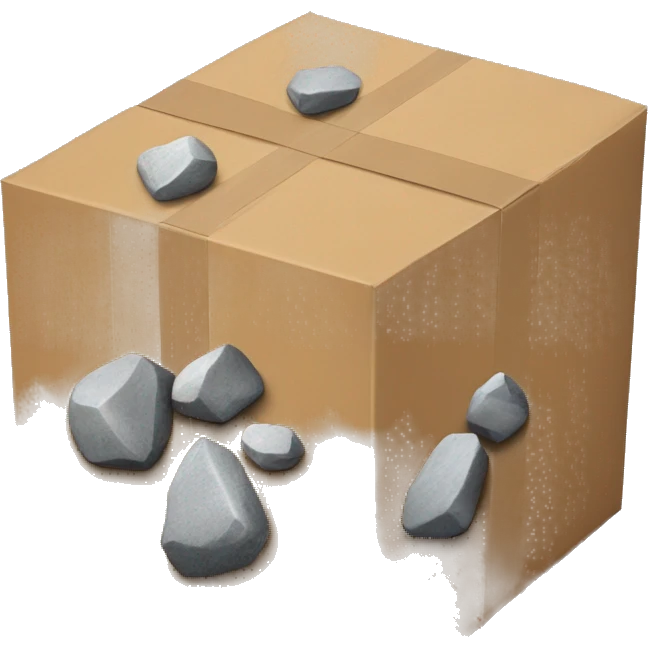 cardboard box full of rocks emoji