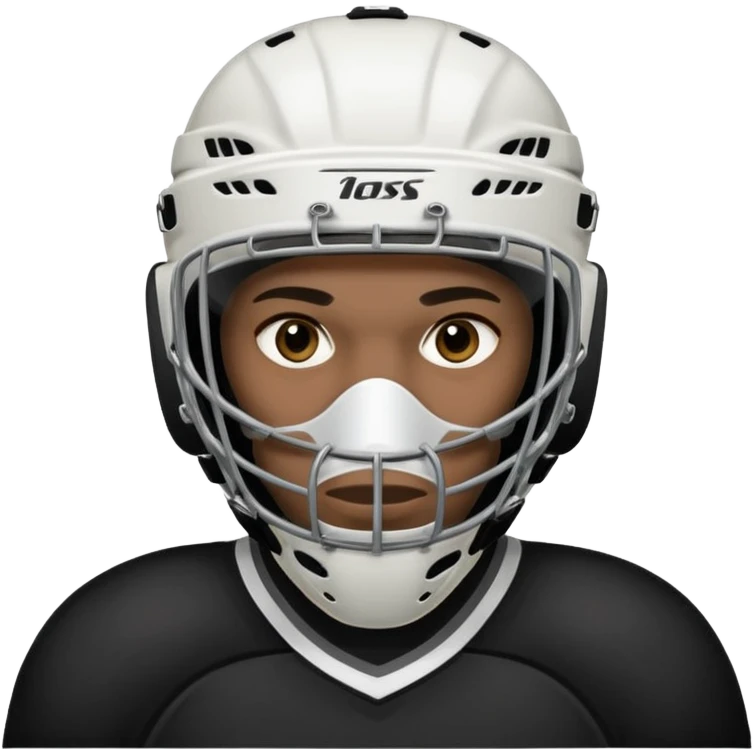  black Hockey player who have  a goalkeeper mask which have small holes emoji
