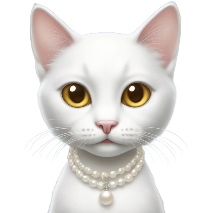 White cat with pearl necklace raising her paws  emoji