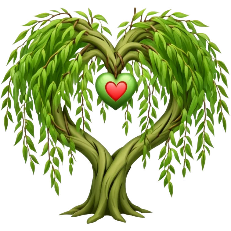 weeping willow tree hugging a heart emoji