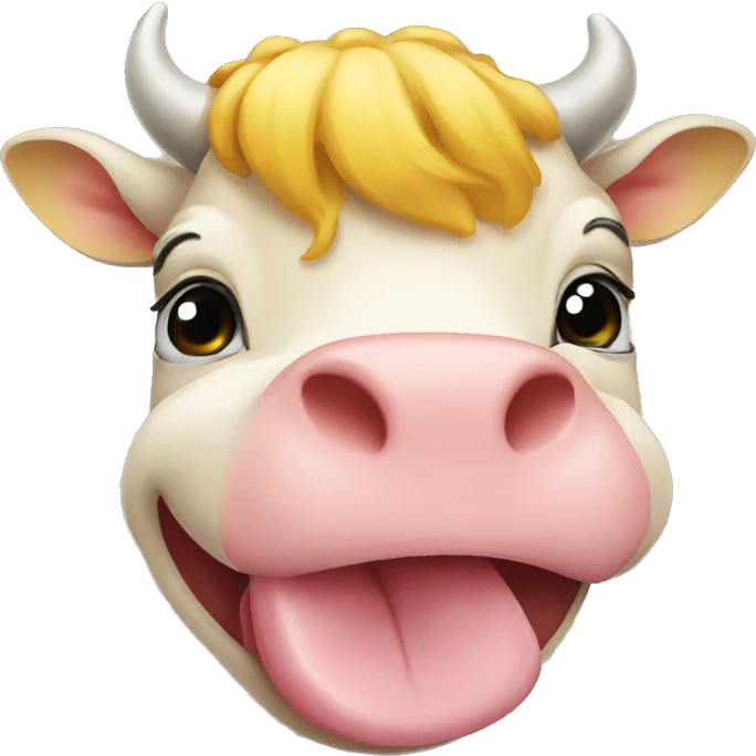Yellow baby face with cow lick emoji