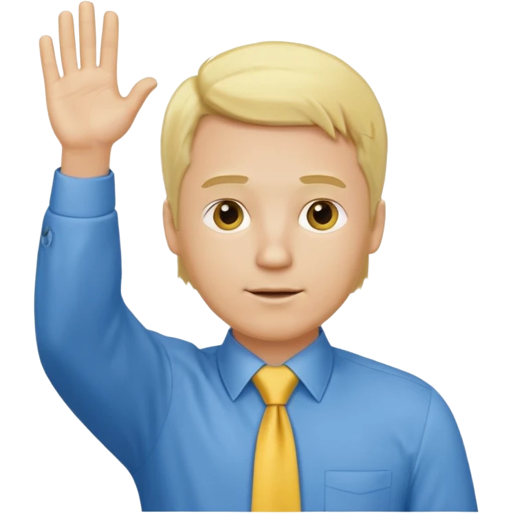 consulting man with hand with white skin and blonde hair with blue shirt and yellow tie emoji