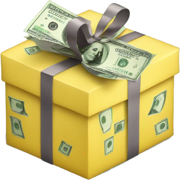 a gift opened with money inside emoji