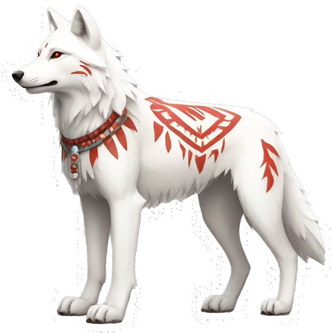 White Wolf With red Tribal Markings Full Body emoji