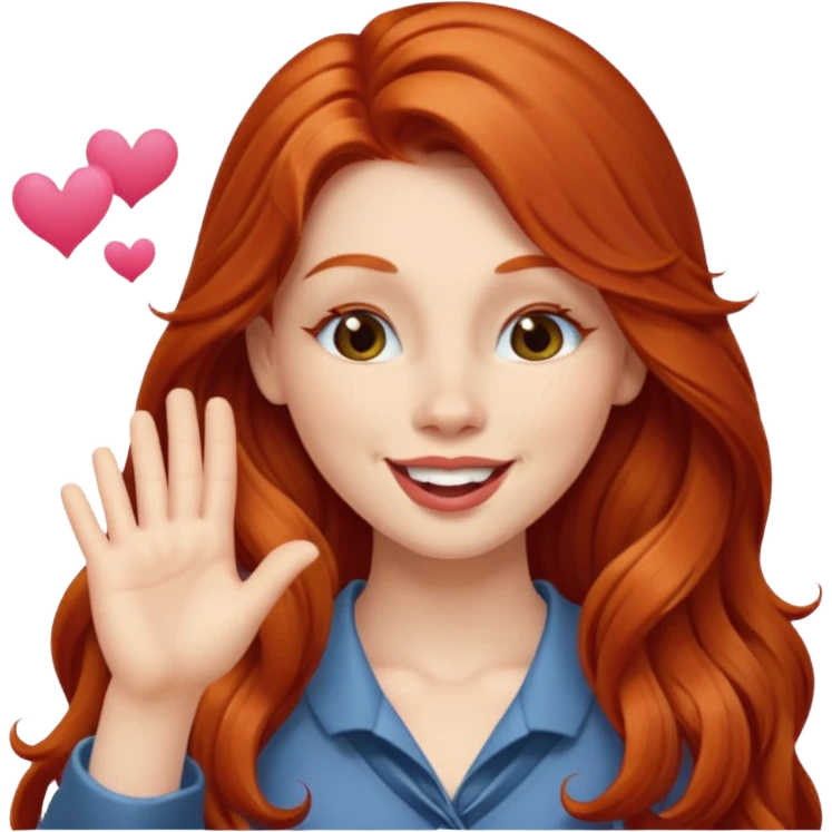 Long haired redhead winking & blowing kisses emoji