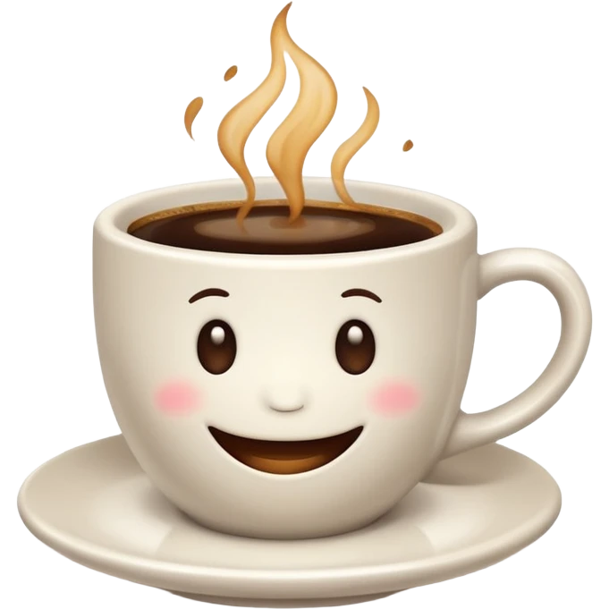 an adorable white cup of coffee with a smile, cup only, no plate emoji