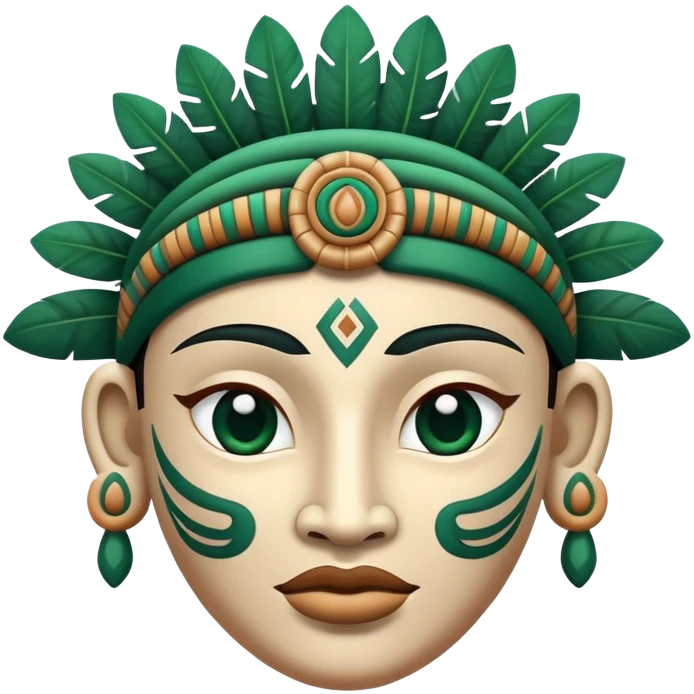 Elegant Mayan face with different emotional expressions, clean sophisticated design, strictly white and dark green colors emoji