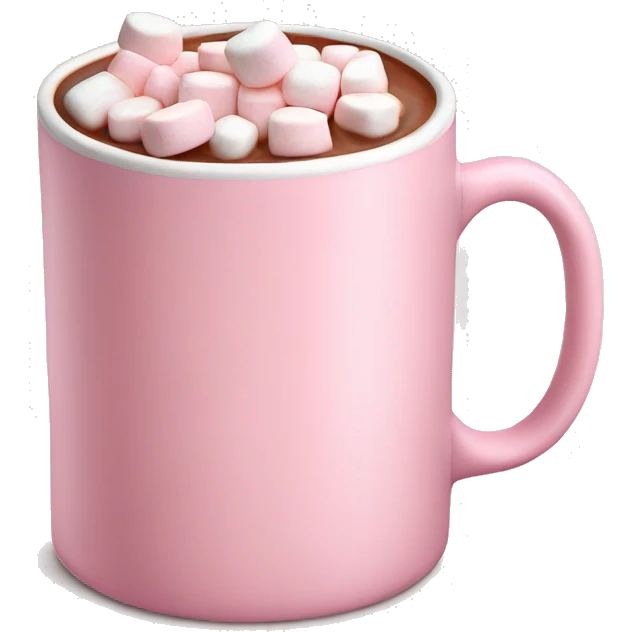 Light Pink mug of hot chocolate with marshmallows  emoji