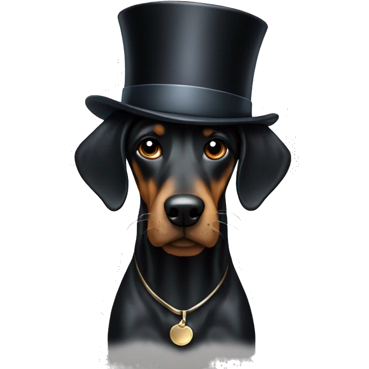 Black hound dog with a top hat emoji